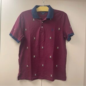 Polo Ralph Lauren polo shirt burgundy blue all-over embroidered logo men’s M